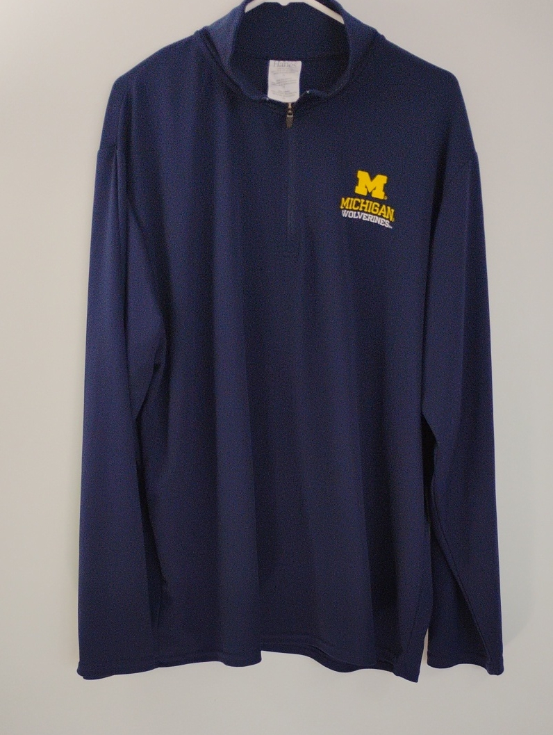 Michigan Wolverines Navy Quarter-Zip Lightweight Hanes Pullover Long Sleeve Xl